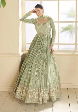 Picture of Statuesque Chiffon Dark Sea Green Party Wear Gown