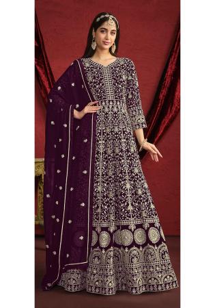 Picture of Good Looking Georgette Purple Anarkali Salwar Kameez