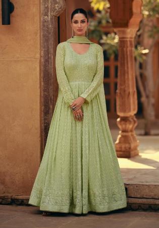 Picture of Gorgeous Georgette Dark Khaki Anarkali Salwar Kameez