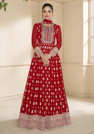 Picture of Delightful Georgette Maroon Anarkali Salwar Kameez