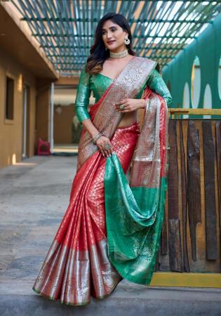 Picture of Delightful Silk Indian Red Saree