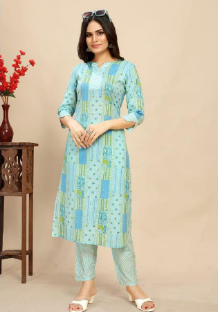 Picture of Sightly Cotton Light Steel Blue Kurtis & Tunic