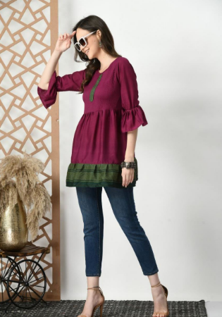 Picture of Gorgeous Silk Maroon Kurtis & Tunic