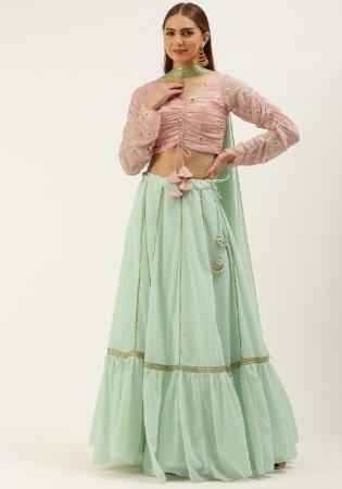 Picture of Georgette Dark Sea Green Readymade Lehenga Choli