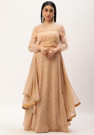 Picture of Resplendent Georgette Dark Khaki Readymade Lehenga Choli