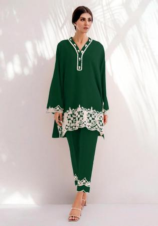 Picture of Pretty Chiffon Forest Green Readymade Salwar Kameez