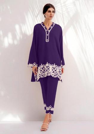 Picture of Chiffon Midnight Blue Readymade Salwar Kameez