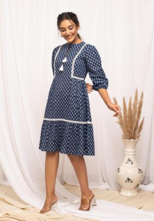 Picture of Fine Cotton Midnight Blue Kurtis & Tunic