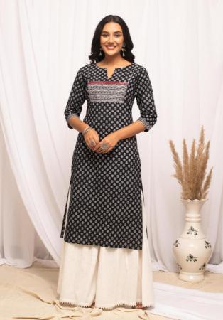 Picture of Sightly Cotton Black Kurtis & Tunic