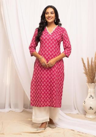 Picture of Pleasing Cotton Pink Kurtis & Tunic