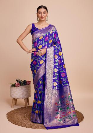 Picture of Good Looking Silk Midnight Blue Saree