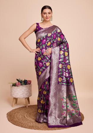 Picture of Good Looking Silk Purple Saree