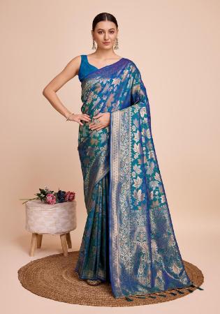 Picture of Good Looking Silk Midnight Blue Saree