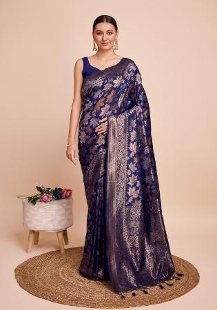 Picture of Classy Silk Midnight Blue Saree