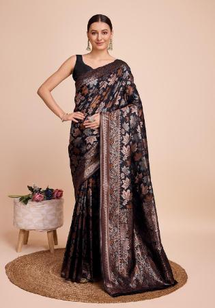 Picture of Well Formed Silk Black Saree