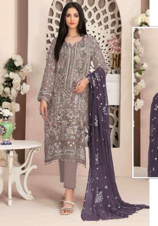 Picture of Magnificent Georgette Grey Straight Cut Salwar Kameez