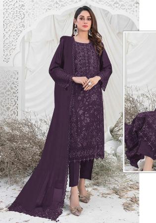 Picture of Georgette Dim Gray Straight Cut Salwar Kameez