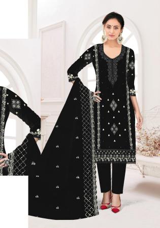 Picture of Sublime Georgette Black Straight Cut Salwar Kameez