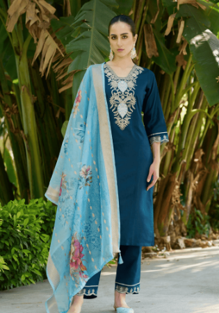 Picture of Cotton & Silk Midnight Blue Readymade Salwar Kameez