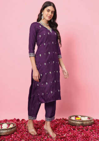 Picture of Amazing Cotton Purple Readymade Salwar Kameez