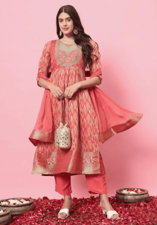 Picture of Fascinating Cotton Light Coral Readymade Salwar Kameez