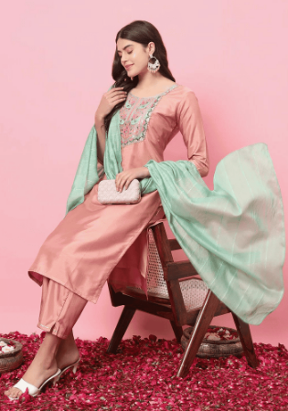 Picture of Stunning Cotton Burly Wood Readymade Salwar Kameez