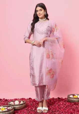 Picture of Exquisite Cotton Plum Readymade Salwar Kameez