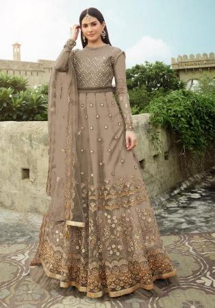 Picture of Beauteous Net Rosy Brown Anarkali Salwar Kameez