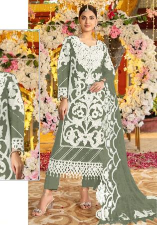 Picture of Grand Organza Dim Gray Straight Cut Salwar Kameez