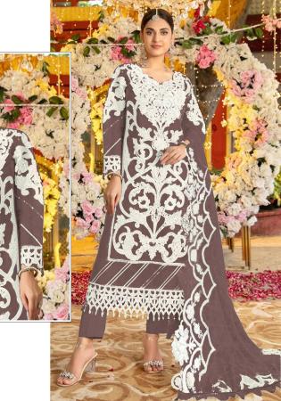 Picture of Appealing Organza Dim Gray Straight Cut Salwar Kameez