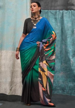 Picture of Amazing Crepe Teal Saree