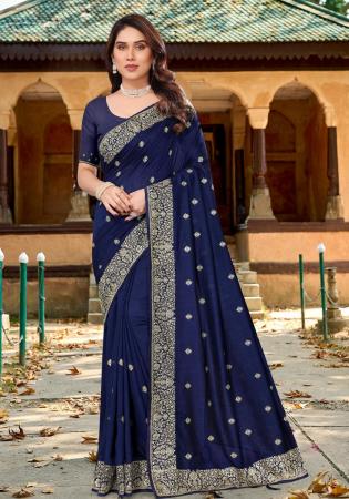 Picture of Appealing Georgette Navy Blue Saree