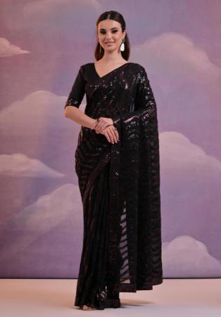 Picture of Statuesque Georgette Black Saree