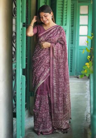 Picture of Sightly Silk Rosy Brown Saree