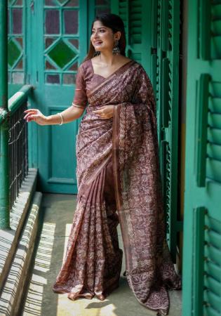 Picture of Stunning Silk Rosy Brown Saree