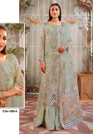 Picture of Gorgeous Organza Grey Straight Cut Salwar Kameez