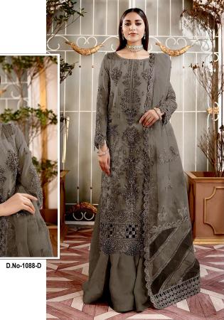 Picture of Magnificent Organza Dim Gray Straight Cut Salwar Kameez