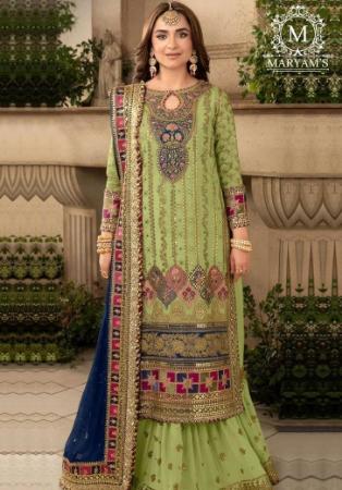 Picture of Georgette Dark Khaki Straight Cut Salwar Kameez