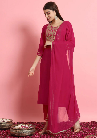 Picture of Cotton & Silk Light Coral Readymade Salwar Kameez