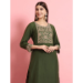 Picture of Cotton & Silk Dark Olive Green Readymade Salwar Kameez