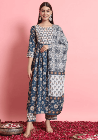 Picture of Georgette Dark Slate Blue Readymade Salwar Kameez