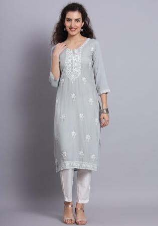 Picture of Excellent Rayon Light Slate Grey Kurtis & Tunic