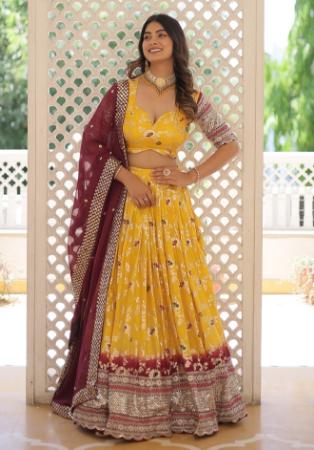 Picture of Elegant Georgette Yellow Lehenga Choli