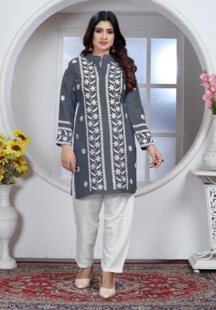 Picture of Radiant Rayon Dark Slate Grey Kurtis & Tunic