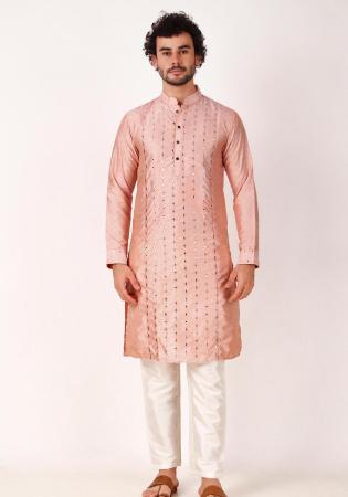 Picture of Wonderful Silk Pink Kurtas