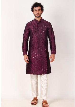 Picture of Lovely Silk Dark Magenta Kurtas