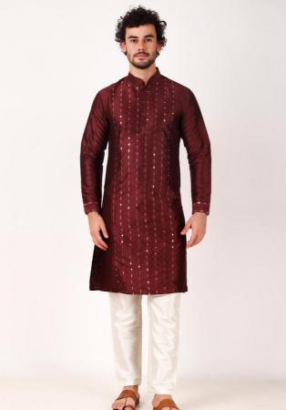 Picture of Lovely Silk Maroon Kurtas