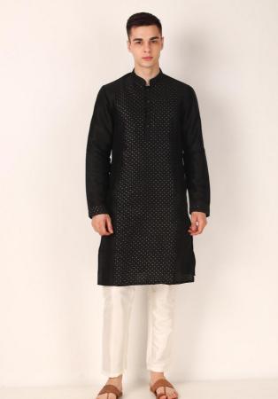 Picture of Beauteous Silk Black Kurtas