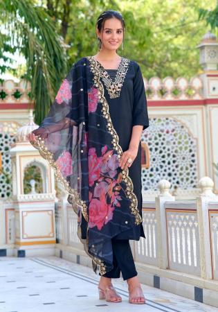 Picture of Resplendent Chiffon Black Readymade Salwar Kameez