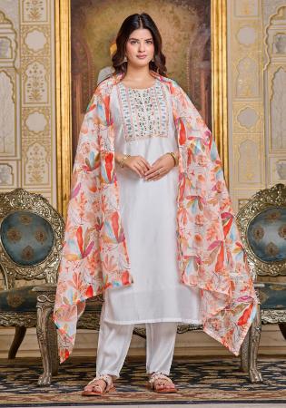 Picture of Wonderful Chiffon White Readymade Salwar Kameez